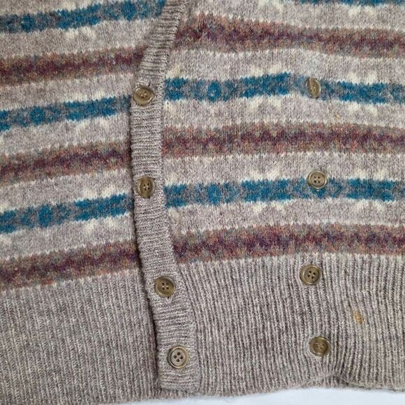 CHAPS RALPH LAUREN 100% WOOL VEST TAN GREEN BROWN STRIPE VINTAGE MENS LARGE - Picture 3 of 5